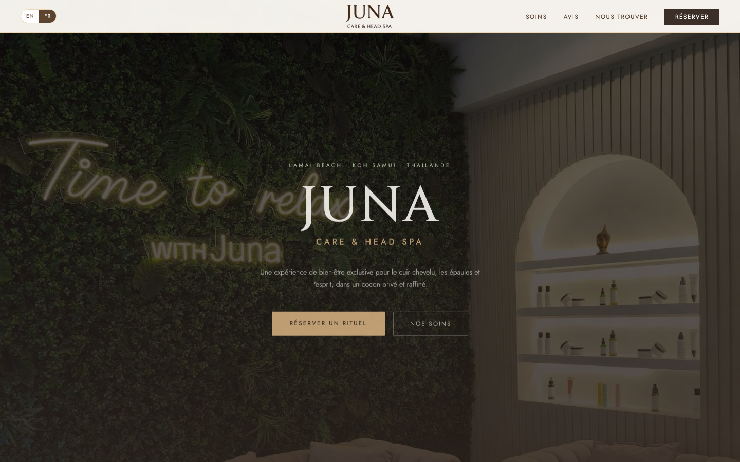 Aperçu du site Juna Care and Head Spa